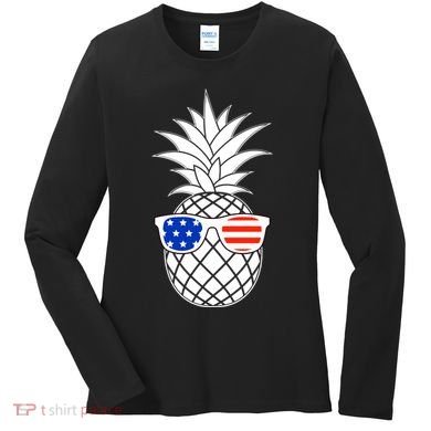 USA Pineapple With Sunglasses Women's Long Sleeve Shirt