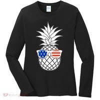 USA Pineapple With Sunglasses Women's Long Sleeve Shirt thumb 0