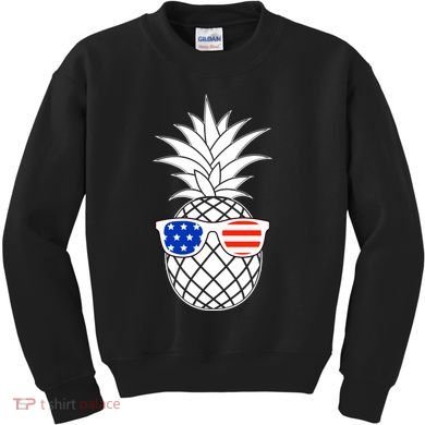 USA Pineapple With Sunglasses Kids Sweatshirt