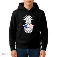 USA Pineapple With Sunglasses Kids Hoodie thumb 4