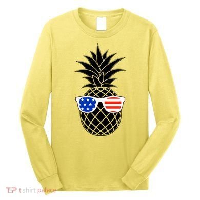 USA Pineapple With Sunglasses Long Sleeve Shirt