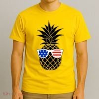 USA Pineapple With Sunglasses T-Shirt thumb 3