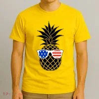 USA Pineapple With Sunglasses T-Shirt thumb 3