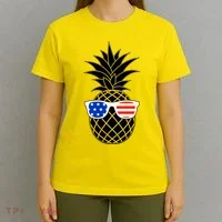 USA Pineapple With Sunglasses T-Shirt thumb 4