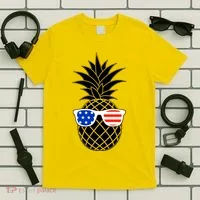 USA Pineapple With Sunglasses T-Shirt thumb 5