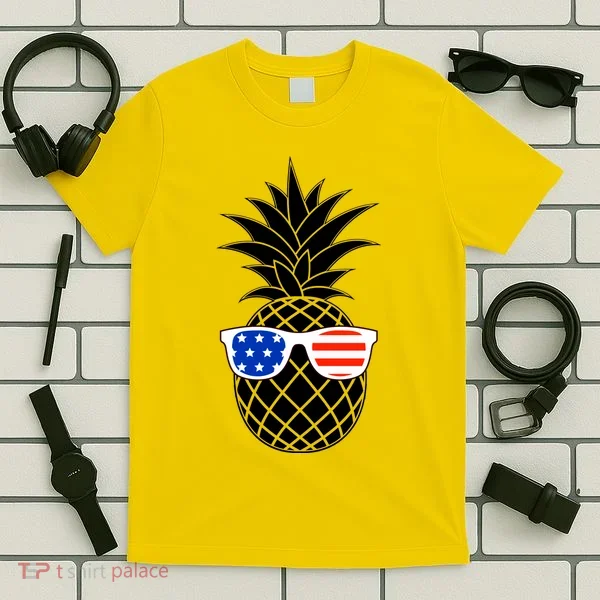 USA Pineapple With Sunglasses T-Shirt