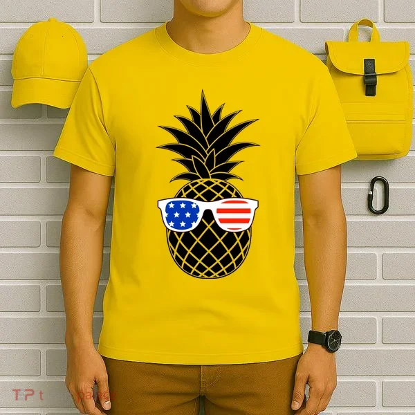 USA Pineapple With Sunglasses T-Shirt