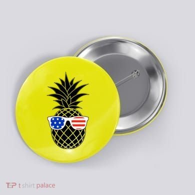 USA Pineapple With Sunglasses Button