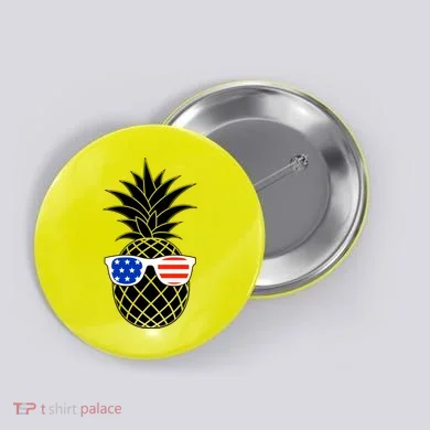 USA Pineapple With Sunglasses Button