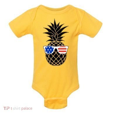 USA Pineapple With Sunglasses Baby Bodysuit