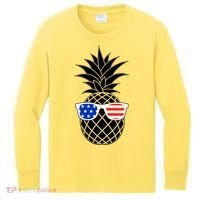 USA Pineapple With Sunglasses Kids Long Sleeve Shirt thumb 0