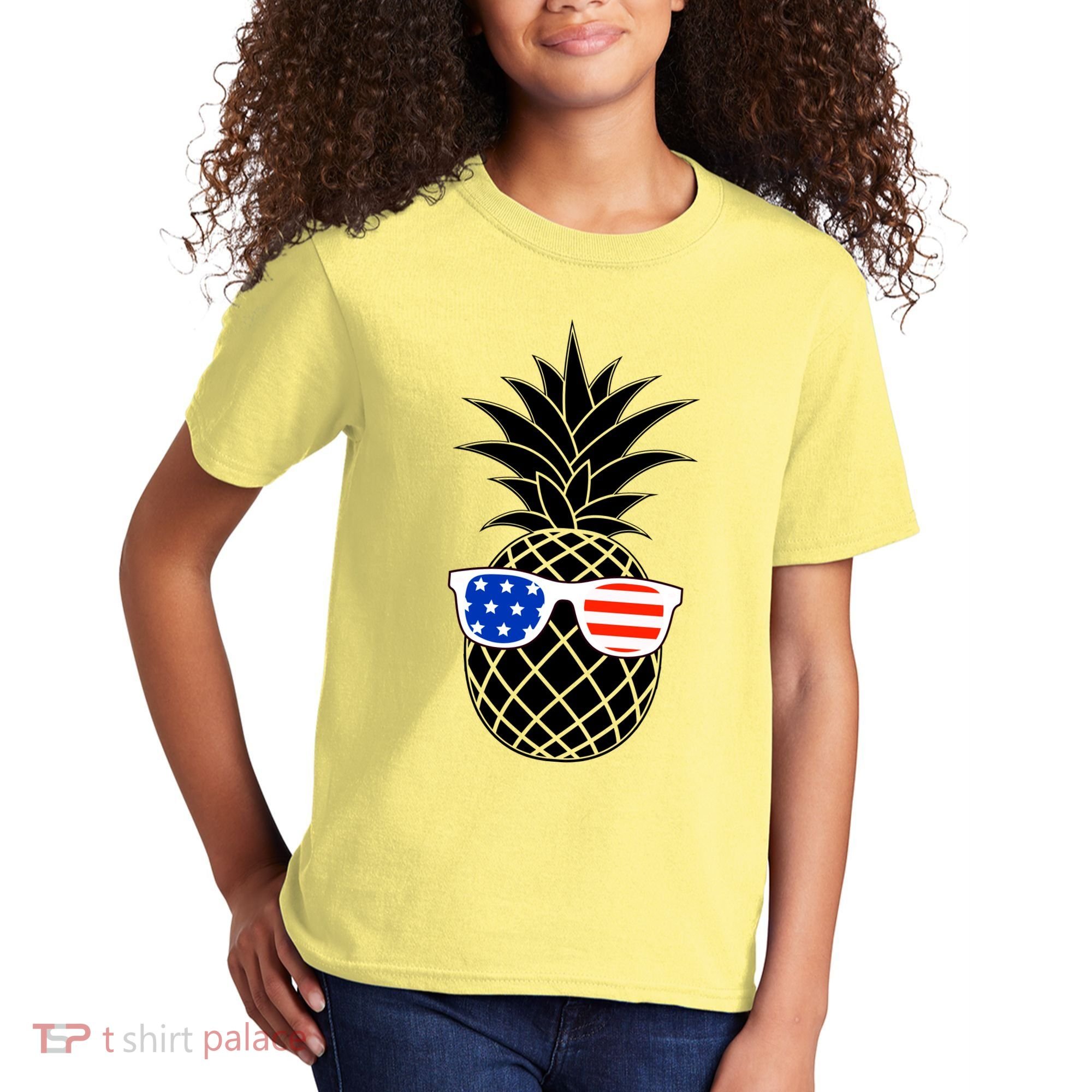 USA Pineapple With Sunglasses Kids T-Shirt