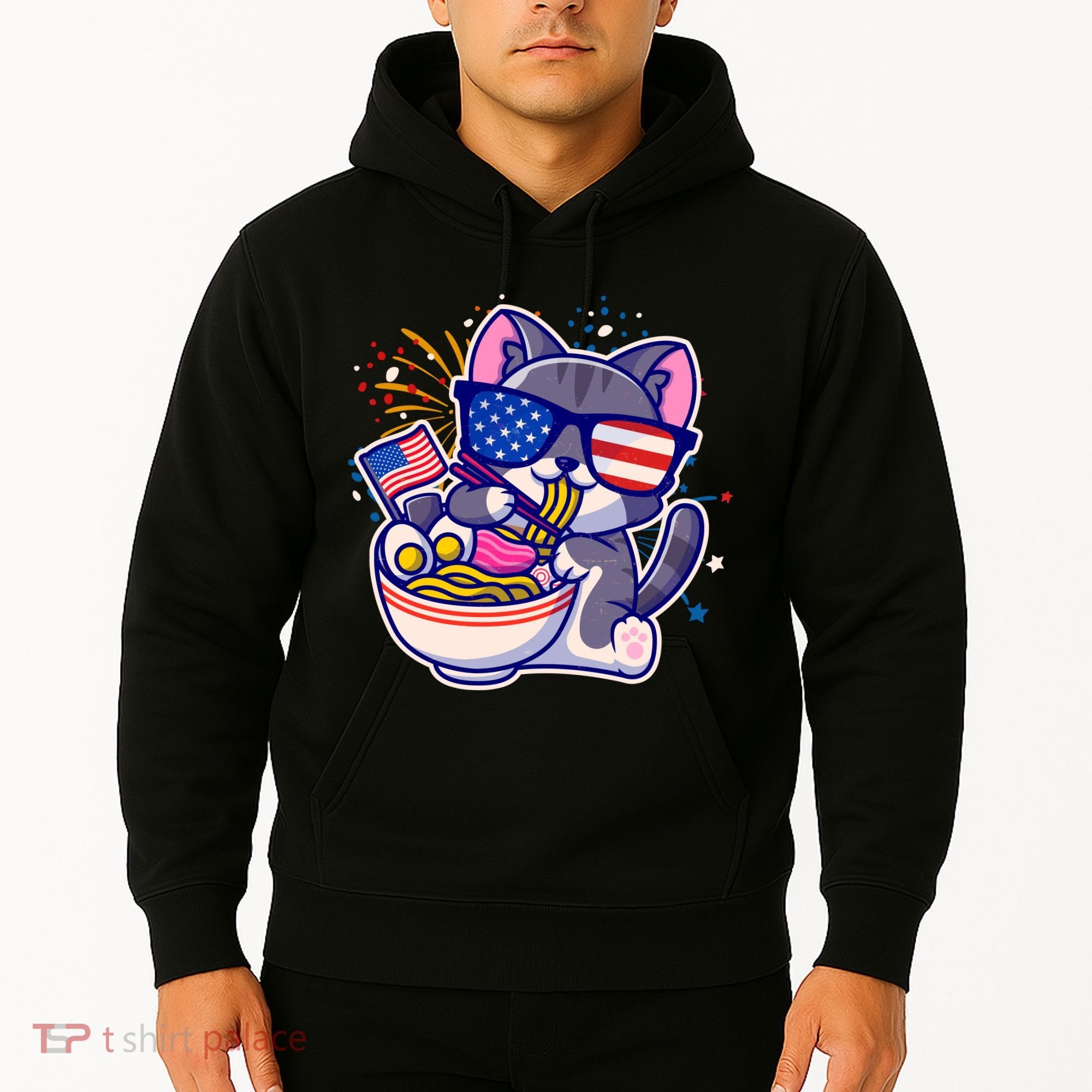 USA Ramen Bowl Kitty America Hoodie