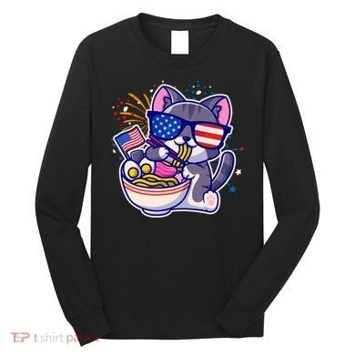USA Ramen Bowl Kitty America Long Sleeve Shirt