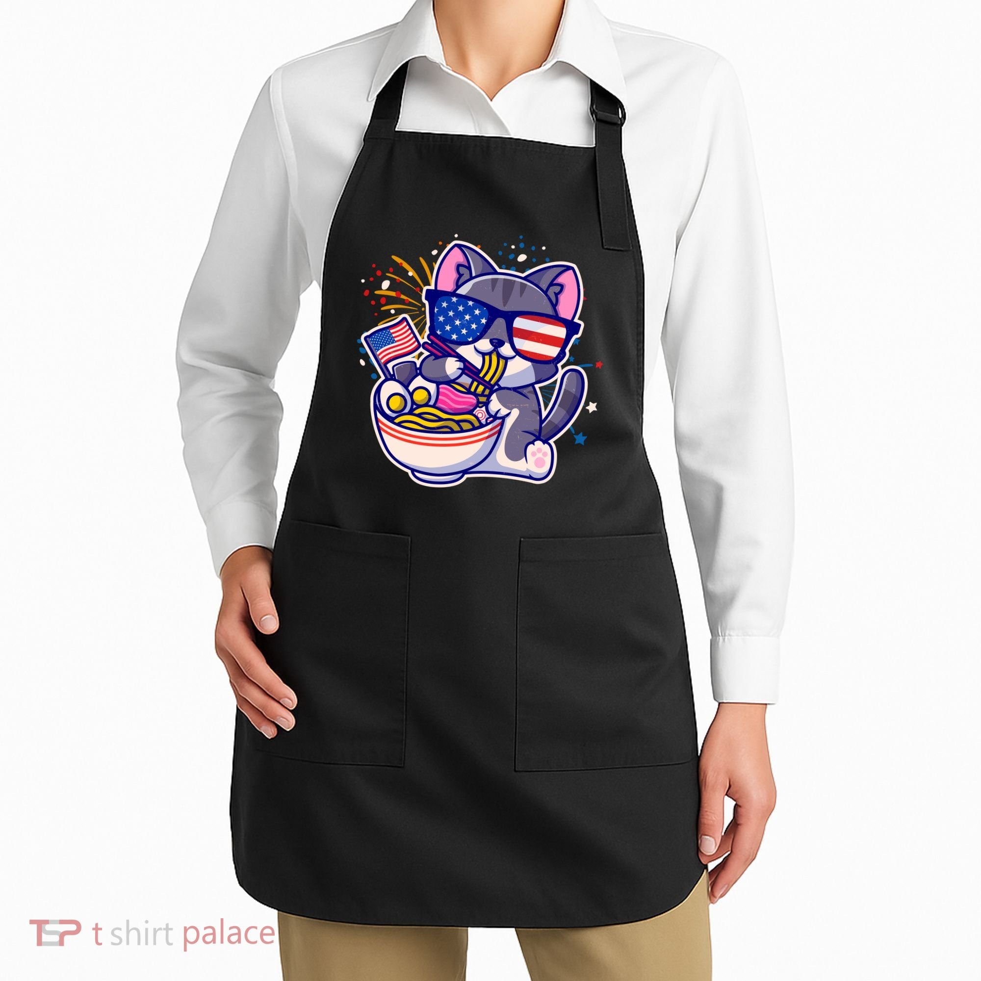 USA Ramen Bowl Kitty America Apron