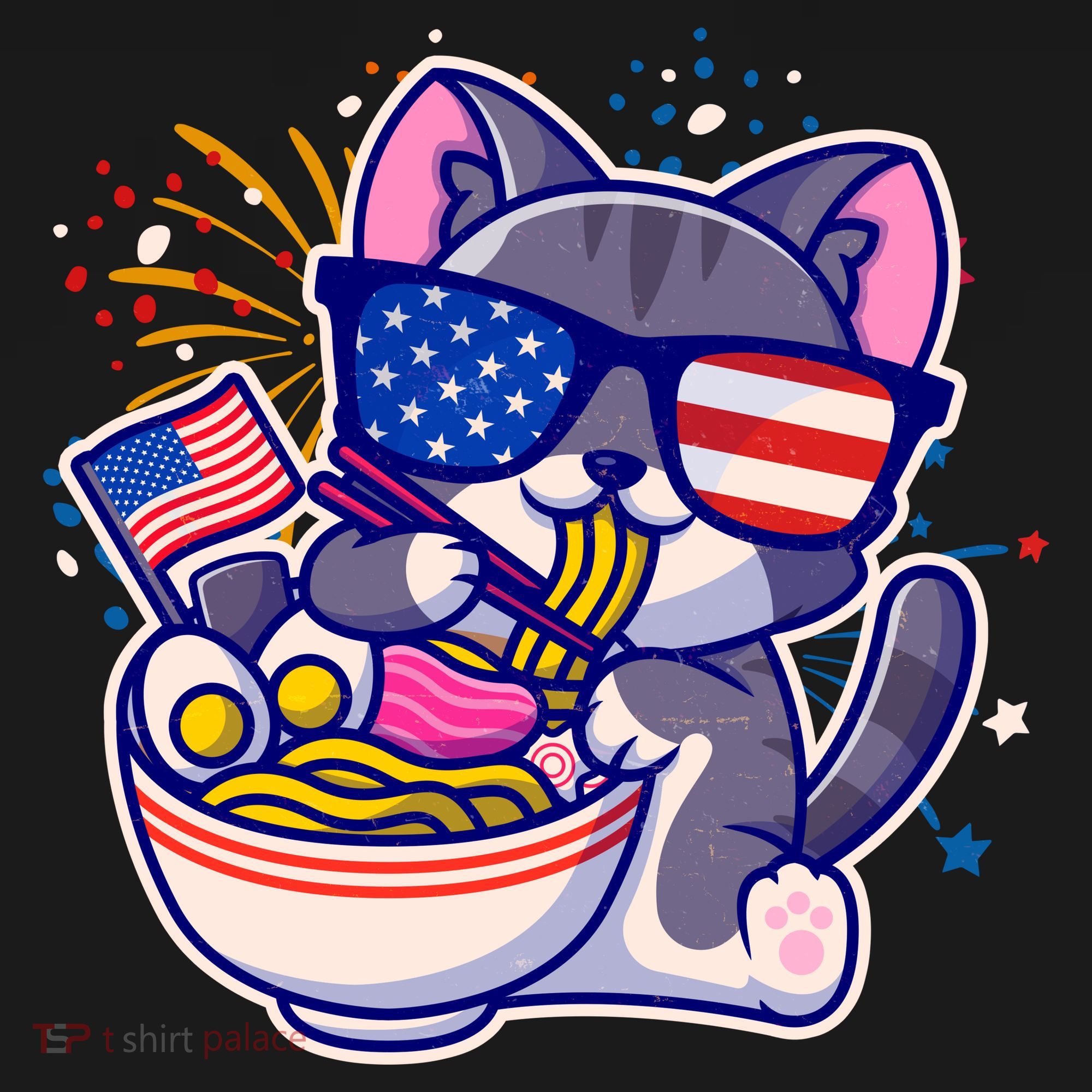 USA Ramen Bowl Kitty America Sweatshirt