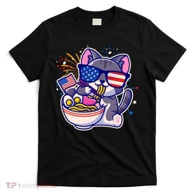 USA Ramen Bowl Kitty America T-Shirt