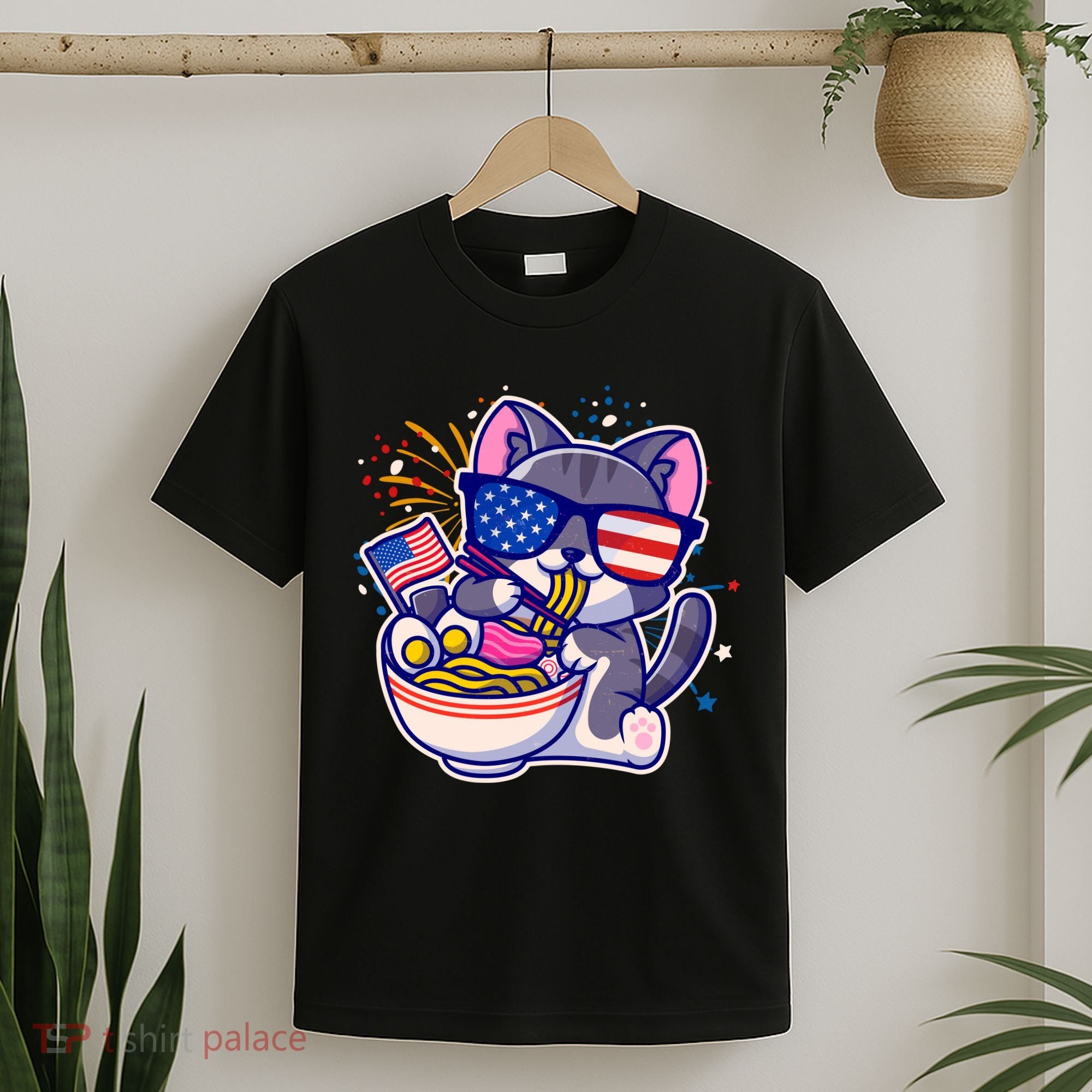 USA Ramen Bowl Kitty America T-Shirt