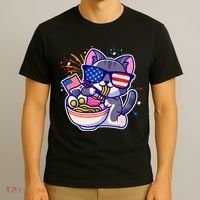 USA Ramen Bowl Kitty America T-Shirt thumb 3