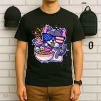 USA Ramen Bowl Kitty America T-Shirt thumb 6