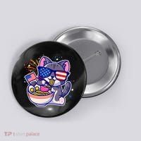 USA Ramen Bowl Kitty America Button thumb 0
