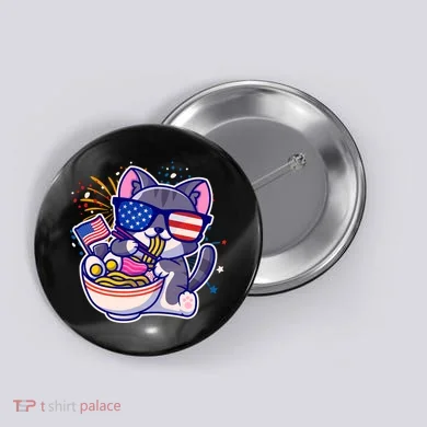 USA Ramen Bowl Kitty America Button