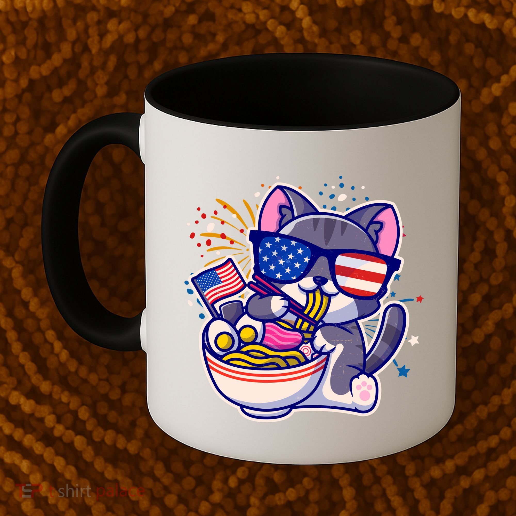 USA Ramen Bowl Kitty America Coffee Mug