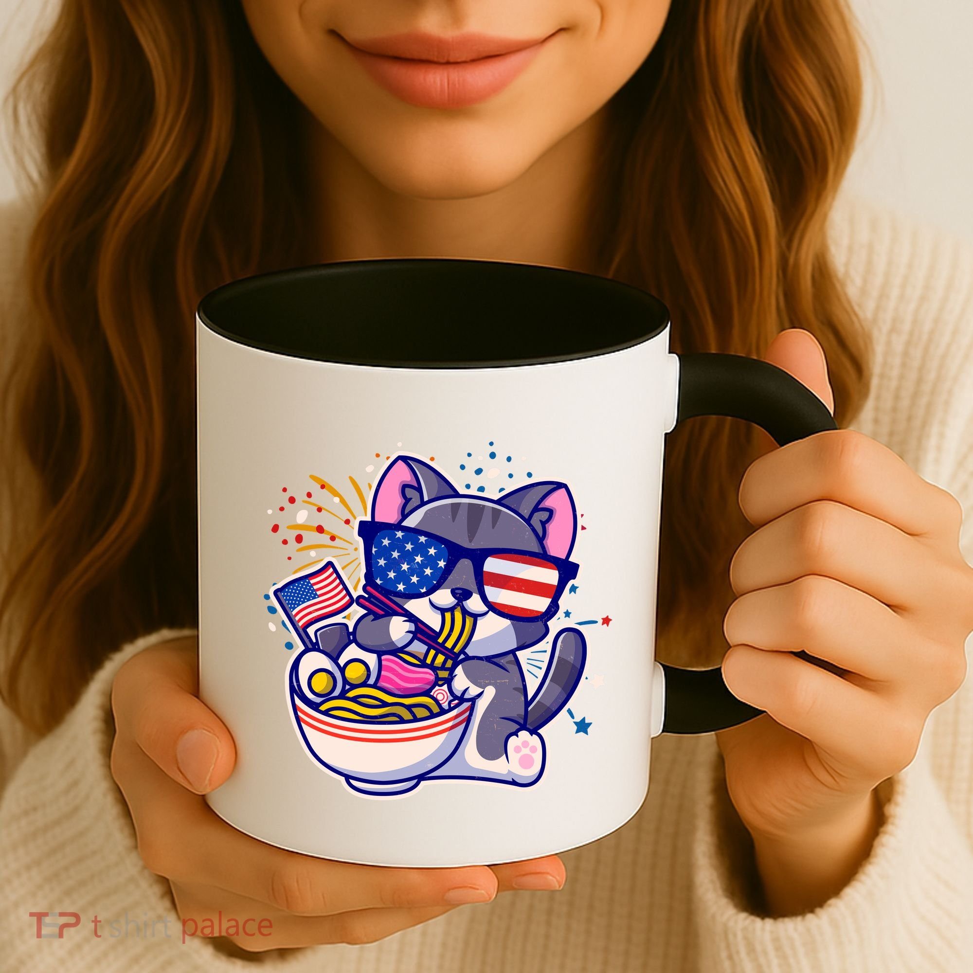 USA Ramen Bowl Kitty America Coffee Mug
