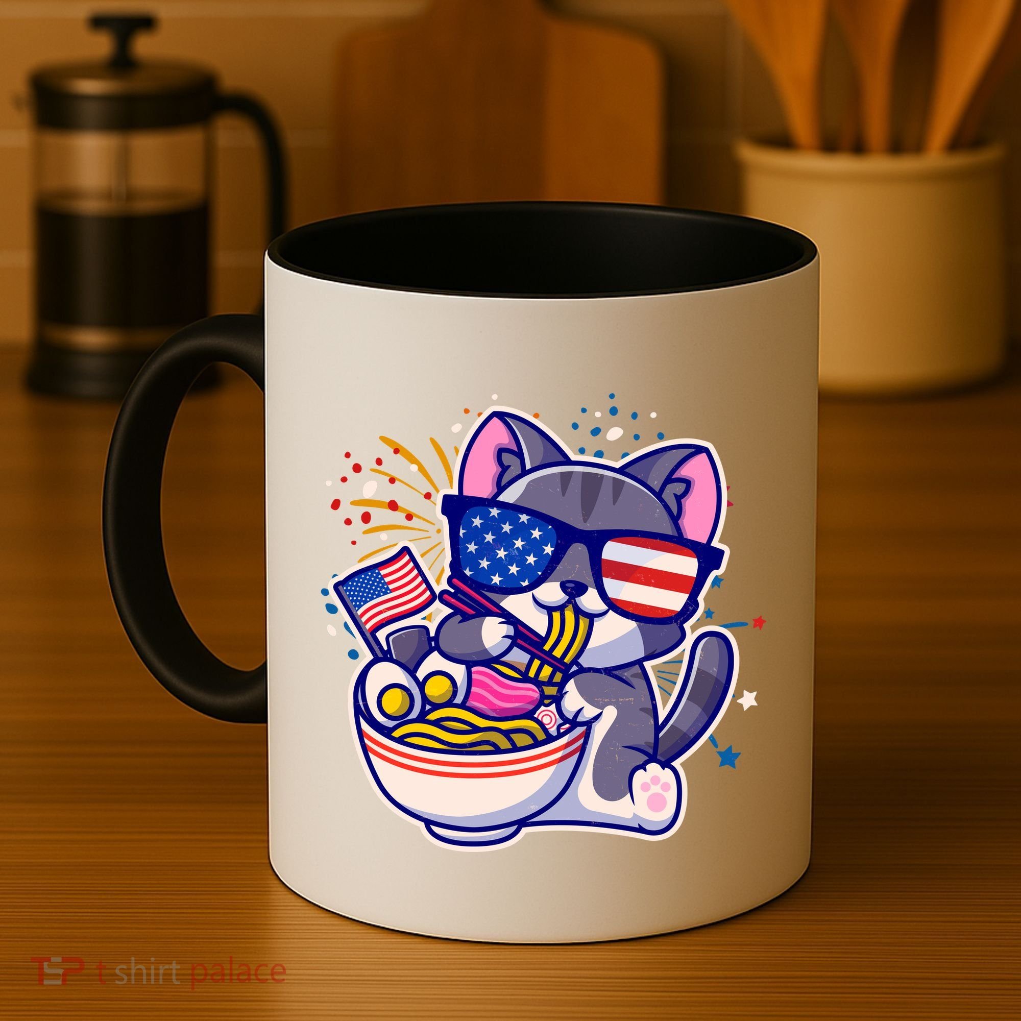 USA Ramen Bowl Kitty America Coffee Mug