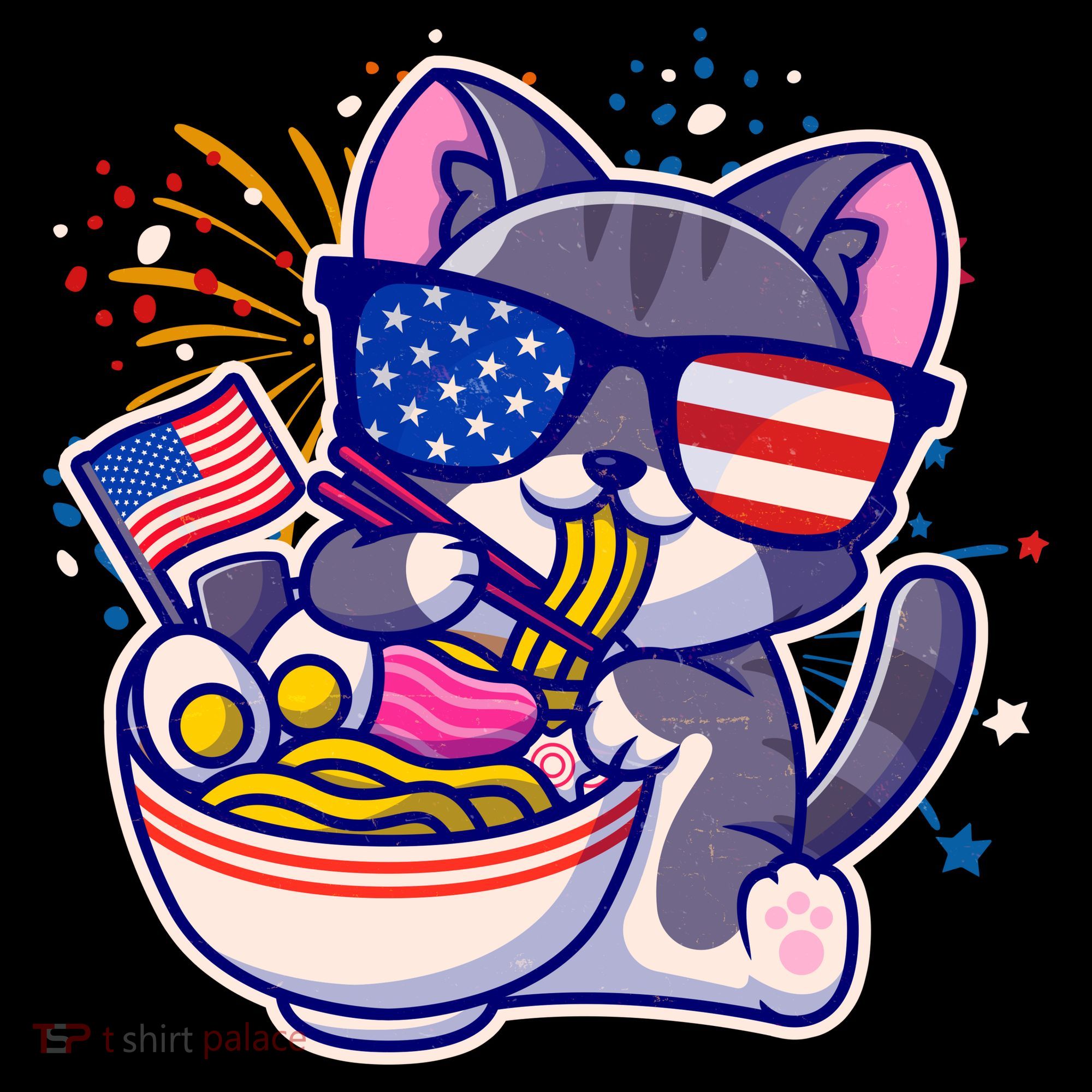 USA Ramen Bowl Kitty America Coffee Mug