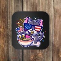 USA Ramen Bowl Kitty America Coaster thumb 0