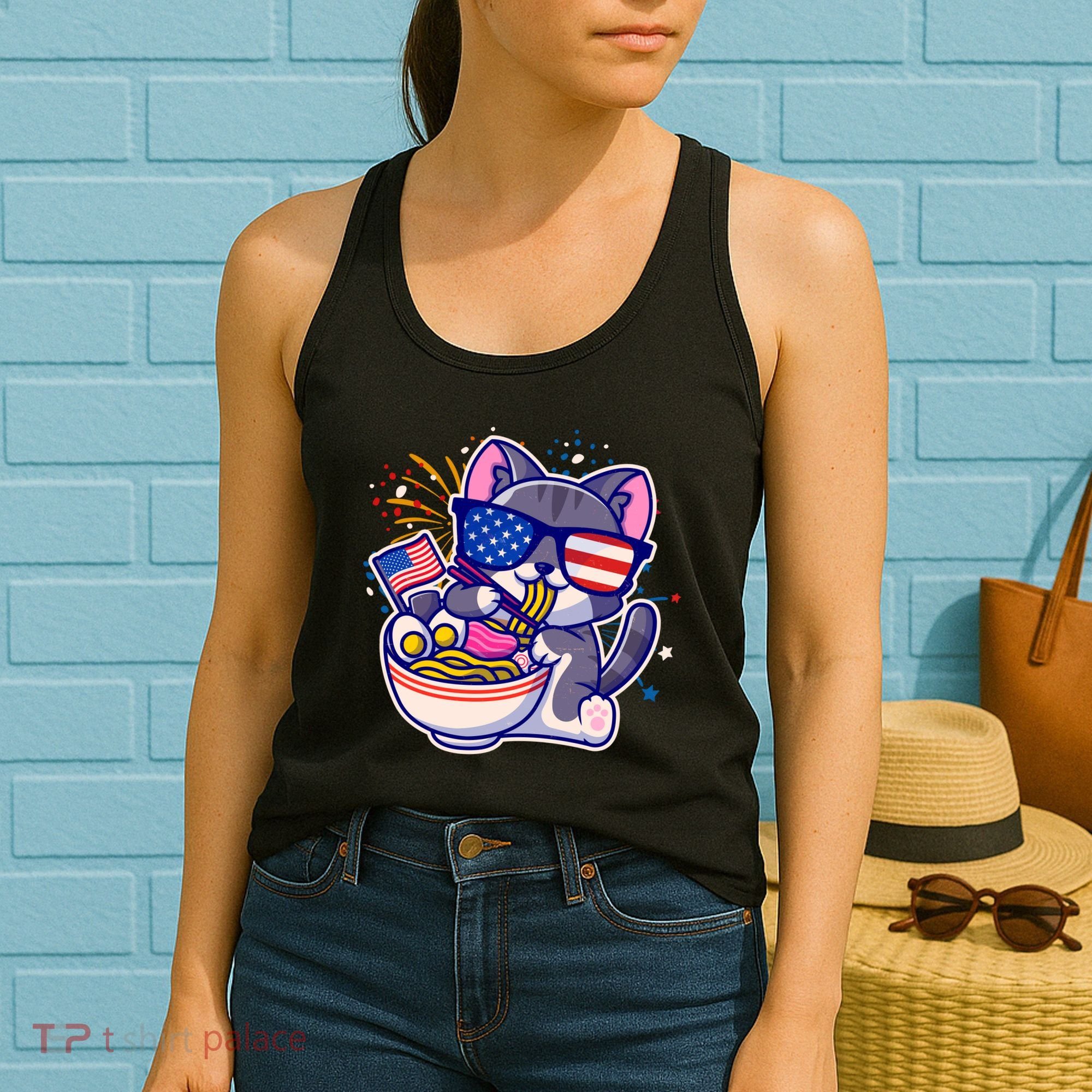 USA Ramen Bowl Kitty America Women's Tank Top