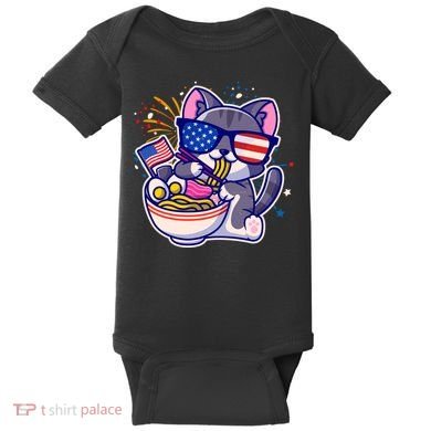 USA Ramen Bowl Kitty America Baby Bodysuit