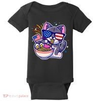 USA Ramen Bowl Kitty America Baby Bodysuit thumb 0