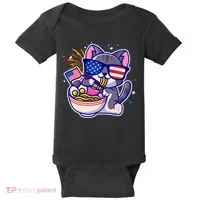 USA Ramen Bowl Kitty America Baby Bodysuit thumb 0