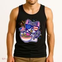 USA Ramen Bowl Kitty America Tank Top thumb 3