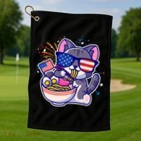USA Ramen Bowl Kitty America Golf Towel thumb 1