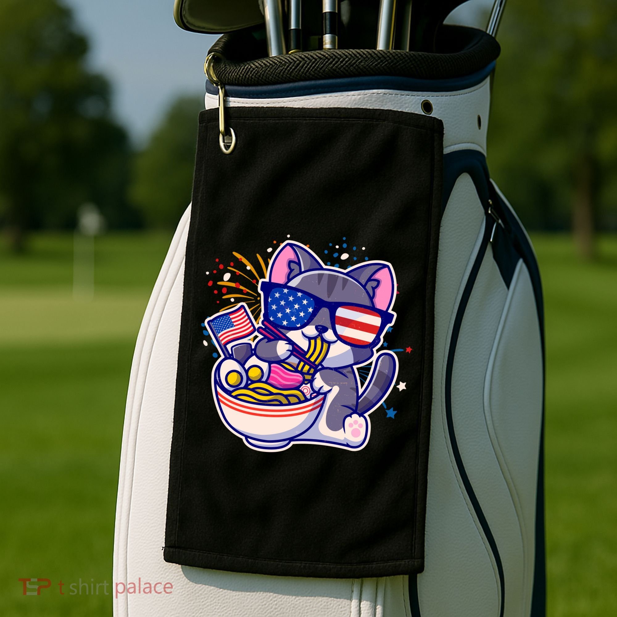 USA Ramen Bowl Kitty America Golf Towel