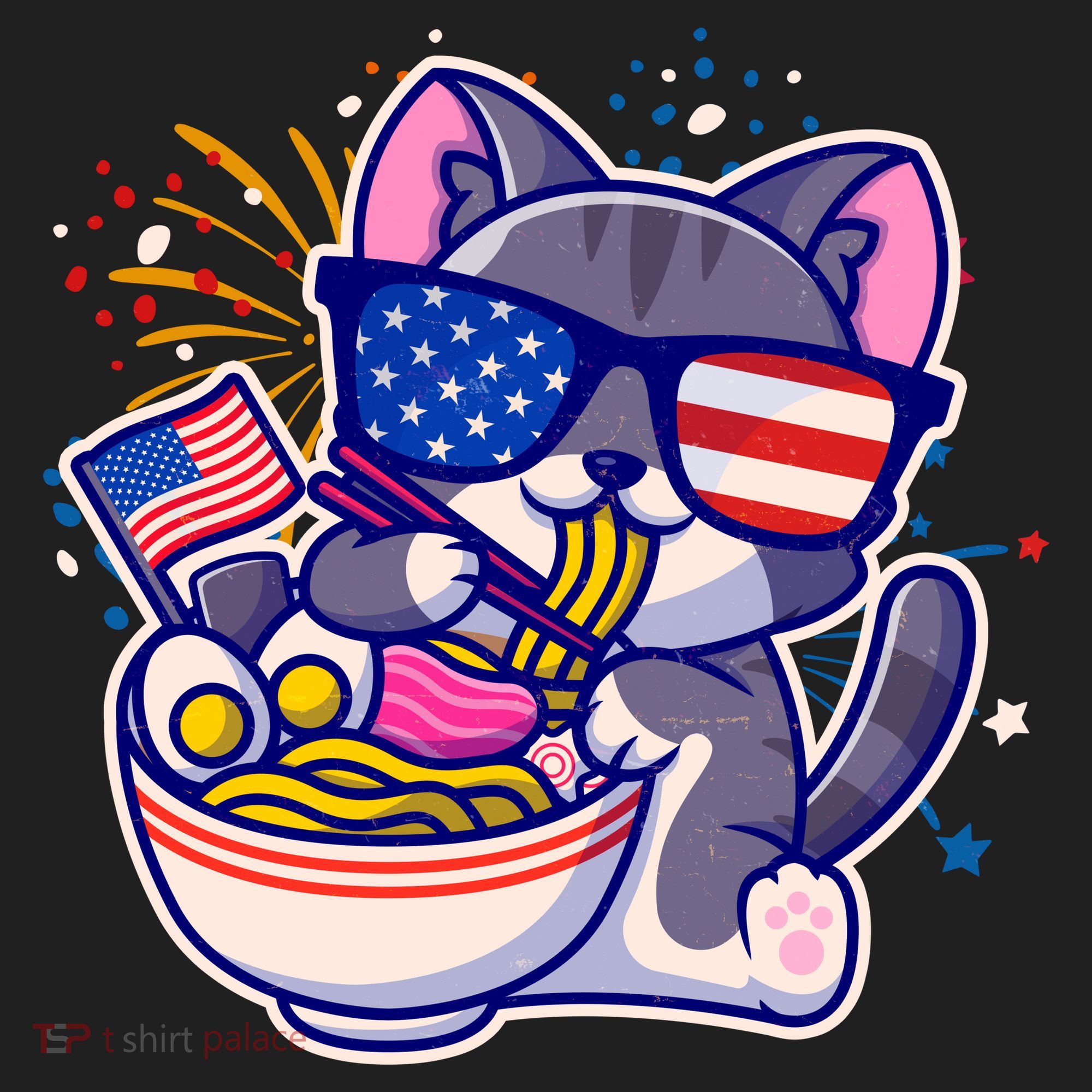 USA Ramen Bowl Kitty America Golf Towel