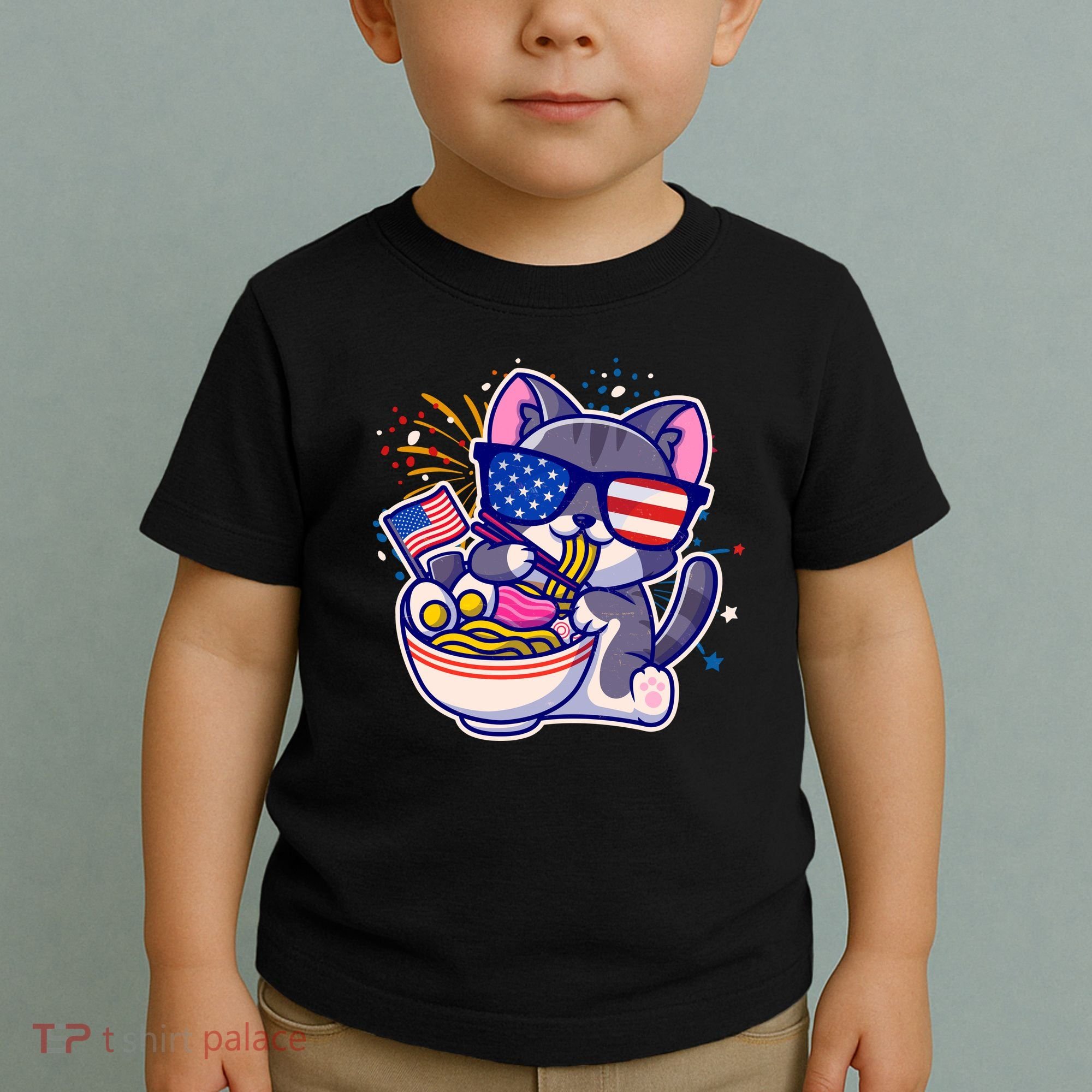 USA Ramen Bowl Kitty America Toddler T-Shirt