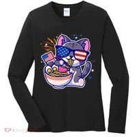 USA Ramen Bowl Kitty America Women's Long Sleeve Shirt thumb 0