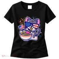 USA Ramen Bowl Kitty America Women's T-Shirt thumb 0