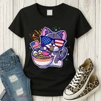 USA Ramen Bowl Kitty America Women's T-Shirt thumb 3