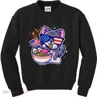 USA Ramen Bowl Kitty America Kids Sweatshirt thumb 0