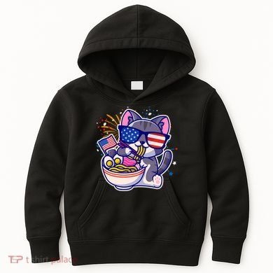 USA Ramen Bowl Kitty America Kids Hoodie