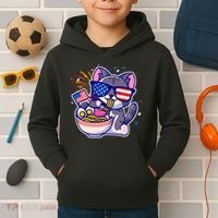 USA Ramen Bowl Kitty America Kids Hoodie thumb 2