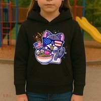 USA Ramen Bowl Kitty America Kids Hoodie thumb 3