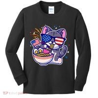USA Ramen Bowl Kitty America Kids Long Sleeve Shirt thumb 0