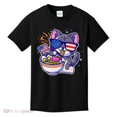 USA Ramen Bowl Kitty America Kids T-Shirt
