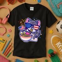 USA Ramen Bowl Kitty America Kids T-Shirt thumb 3